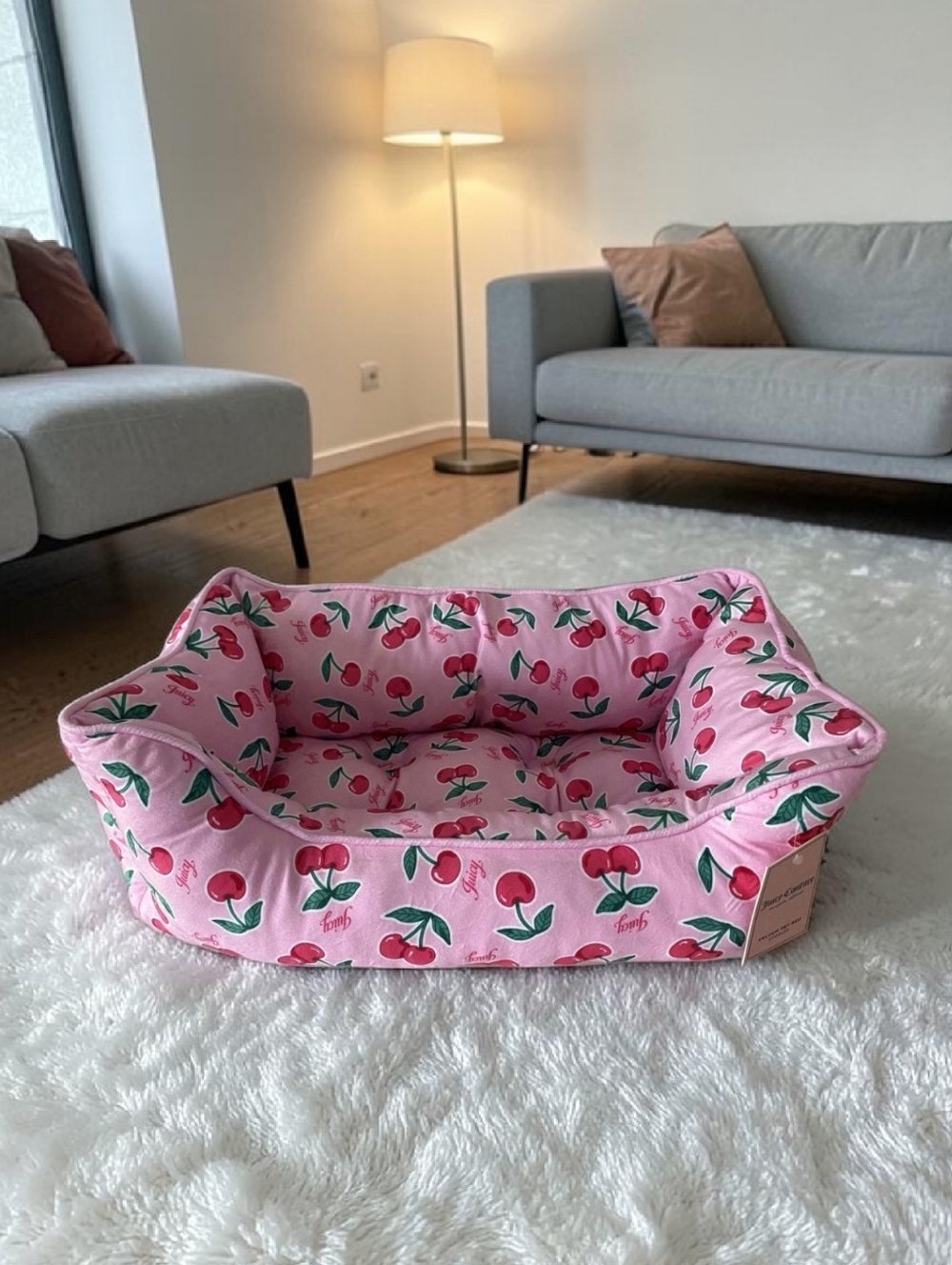 JUICY COUTURE Pink Cherry Print Pet Bed